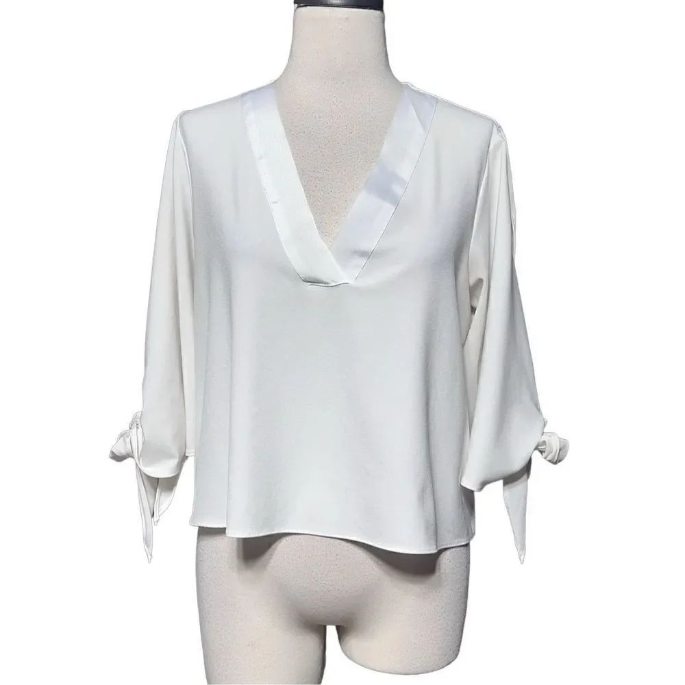 Zara Basic Boxy Oversized 3/4 Sleeve White Blouse Top Size Medium